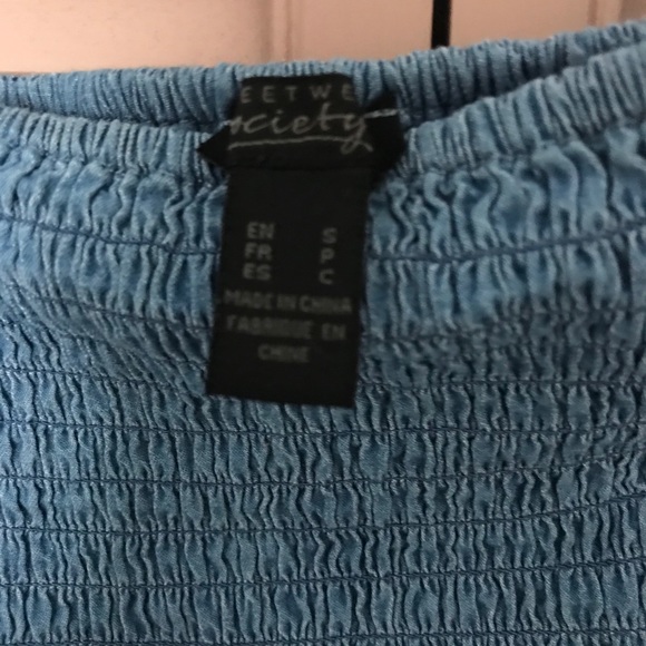 Denim Ribbed Crop Top - Picture 4 of 4